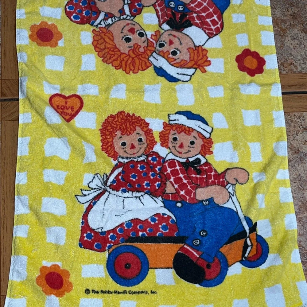 Vintage Wamsutta Raggedy Ann & Andy Bath Towel Checkerboard